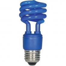 Satco S7273 - 13 watt; Mini Spiral Compact Fluorescent; Blue color; Medium base; 120