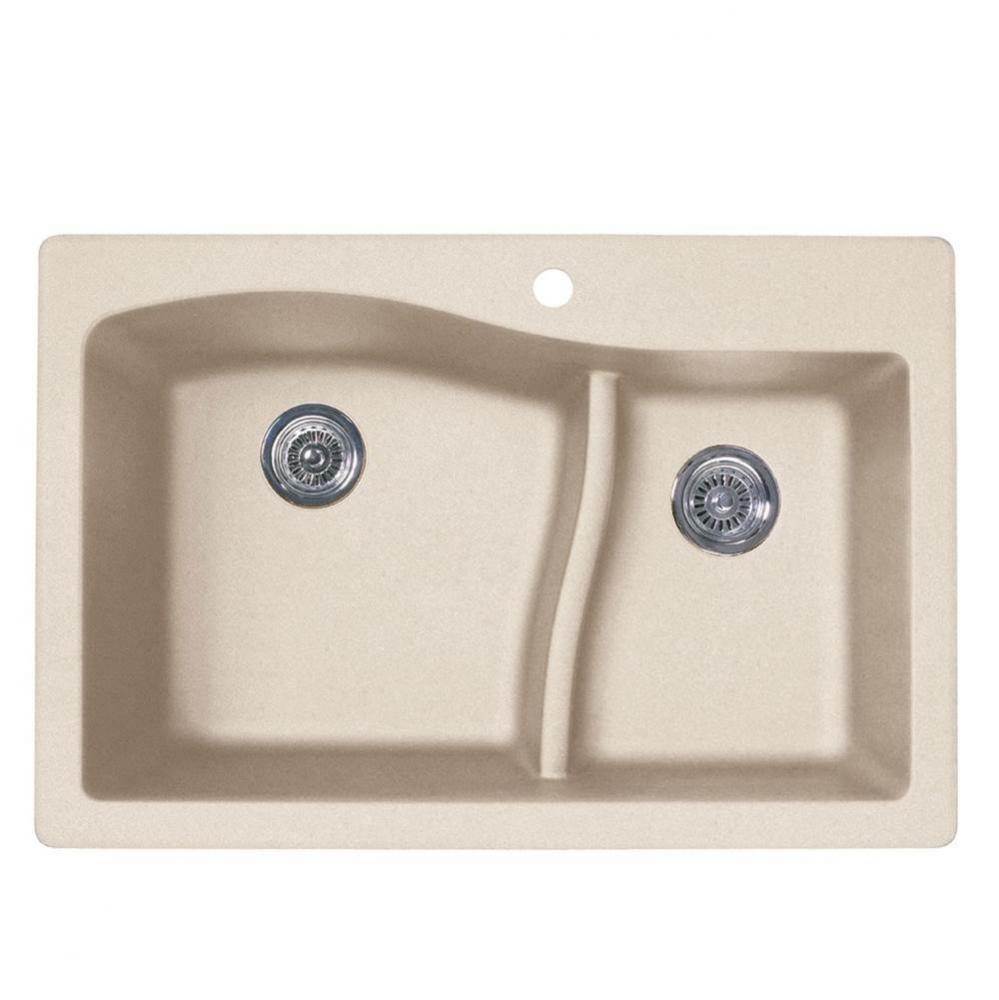 QZLS-3322 22 x 33 Granite Drop in Double Bowl Sink in Granito