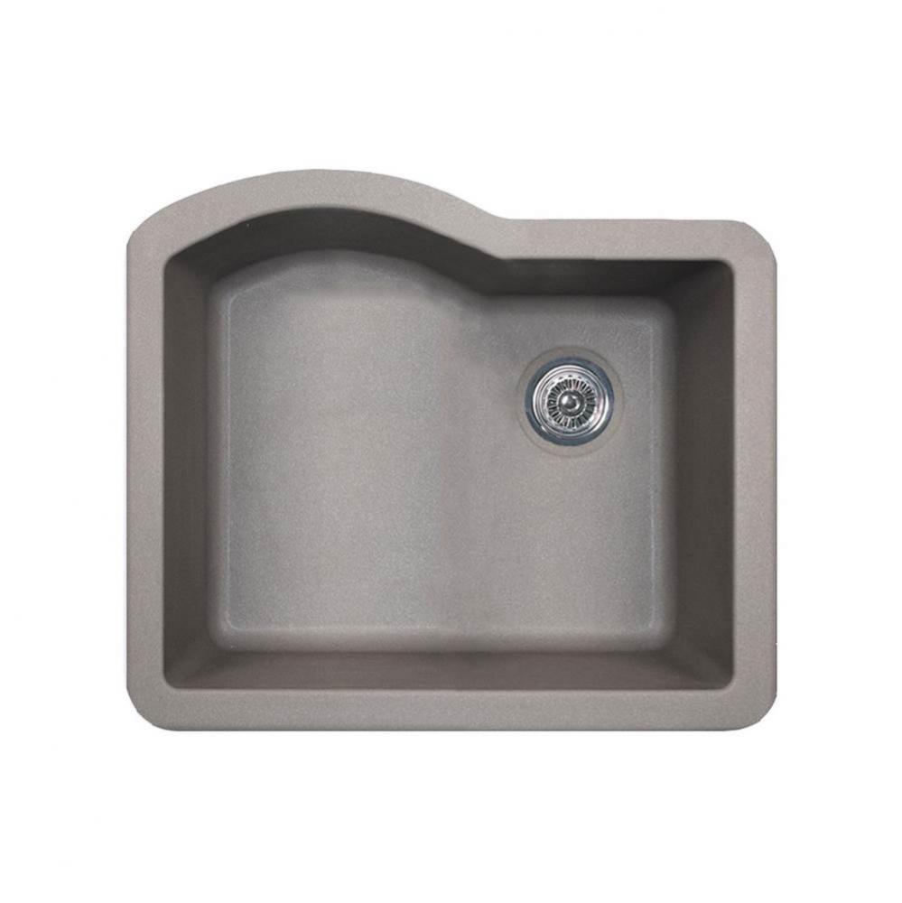 QUSB-2522 22 x 25 Granite Undermount Single Bowl Sink in Metallico