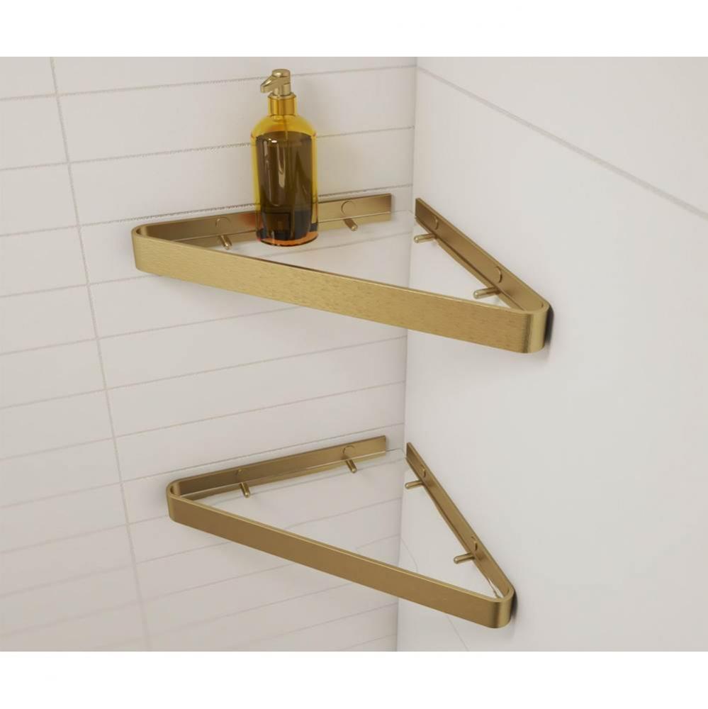 Odile Suite Corner Shelf with Clear Glass in Brushed Gold