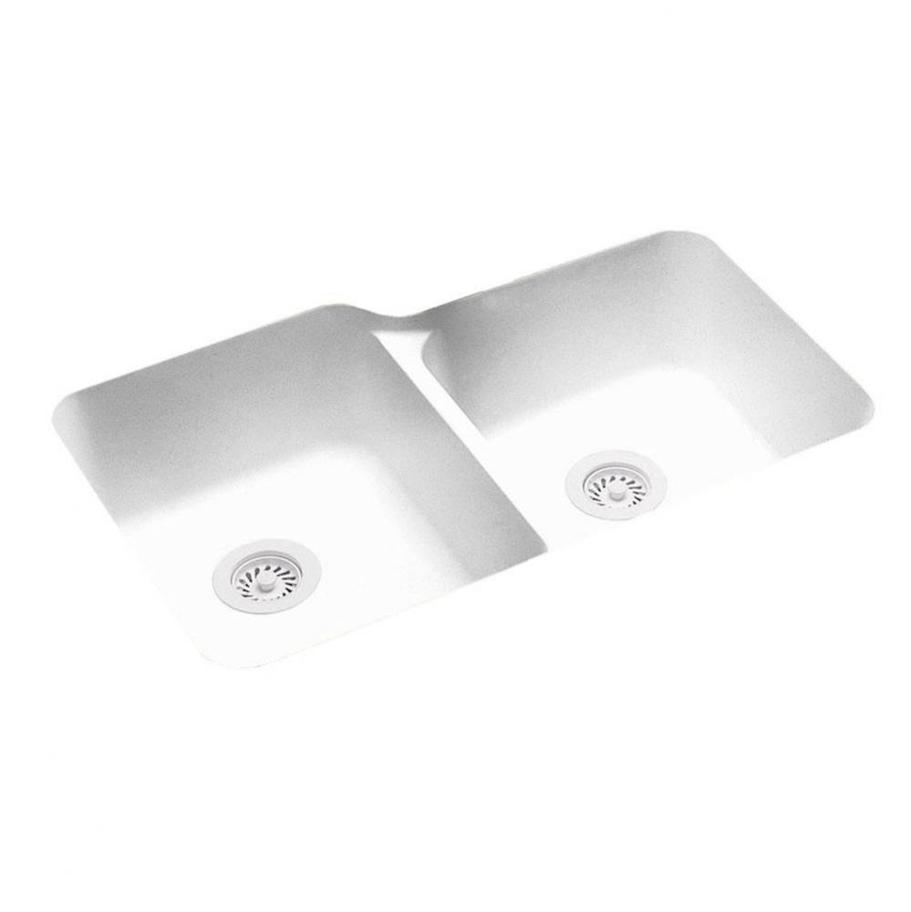 US-3015 15 x 30 Swanstone® Undermount Double Bowl Sink in Bone
