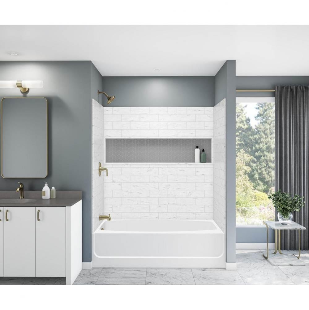 NexTile 6030 Direct-to-Stud Four-Piece Alcove Tub Wall Kit in Carrara