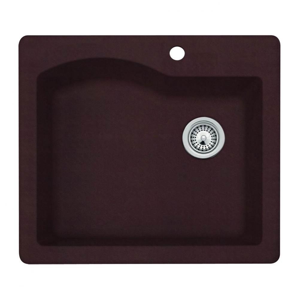 QZSB-2522 22 x 25 Granite Drop in Single Bowl Sink in Espresso