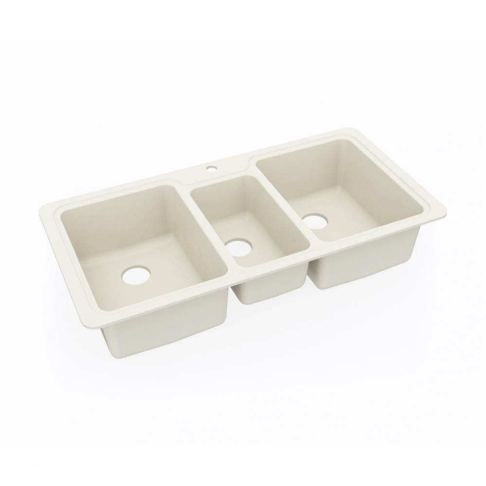 KSTB-4422 22 x 44 Swanstone® Dual Mount Triple Bowl Sink in Bone