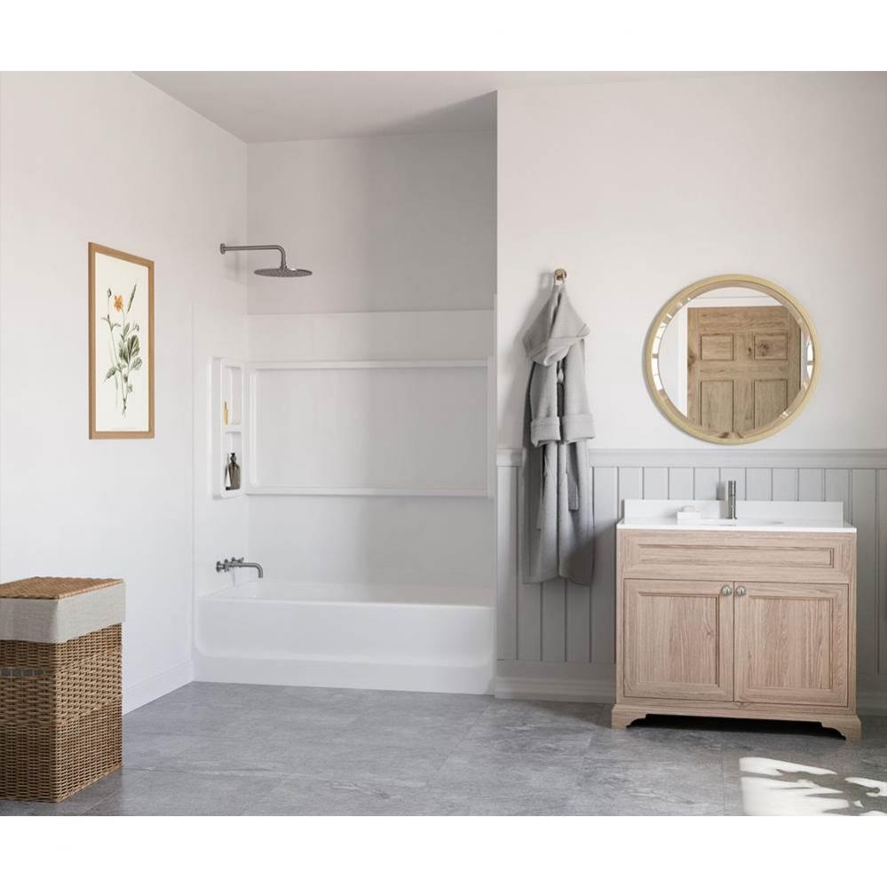 BA-3060 30 x 60 x 60 Veritek Smooth Direct to Stud Tub Wall Kit in White