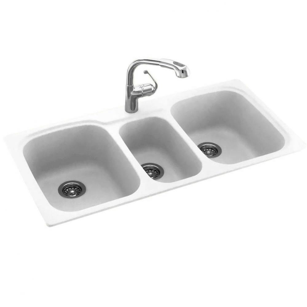 KSTB-4422 22 x 44 Swanstone® Dual Mount Triple Bowl Sink in White