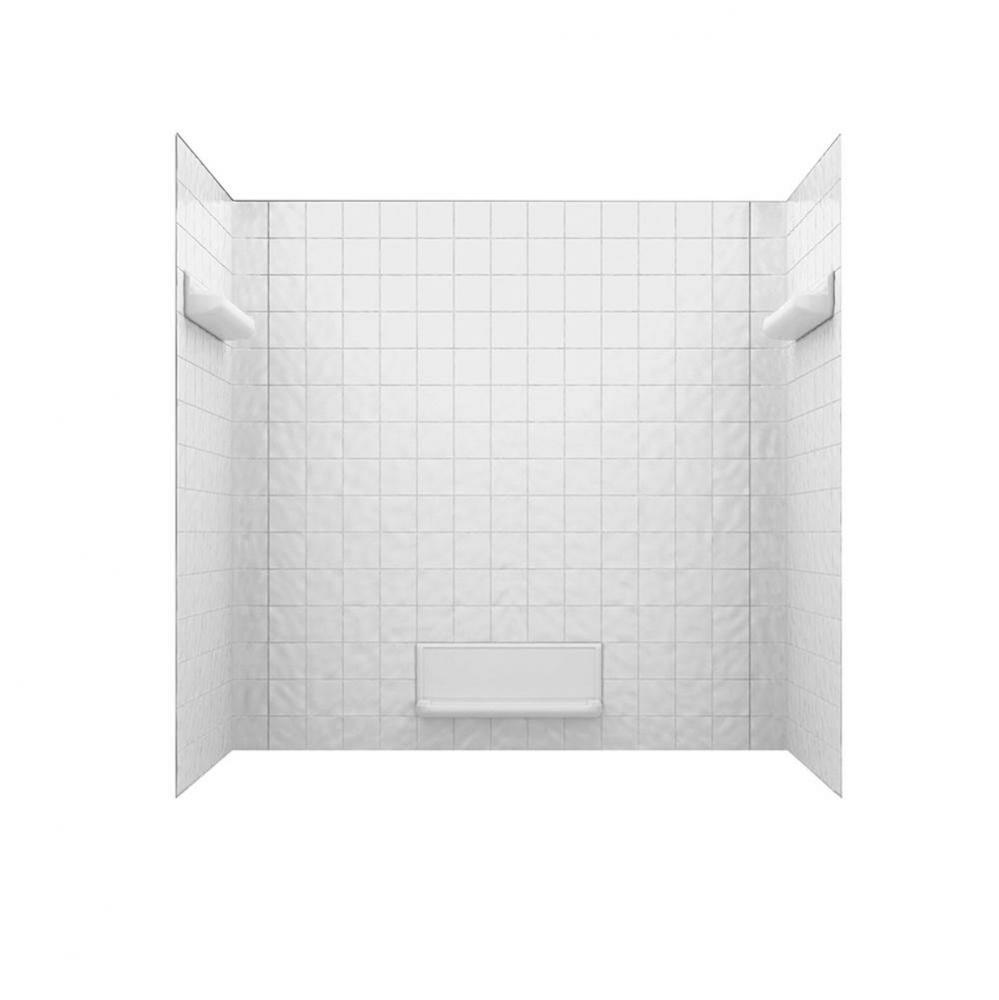 TI-5 32 x 60 x 60 Veritek Square Tile Glue up Tub Wall Kit in White