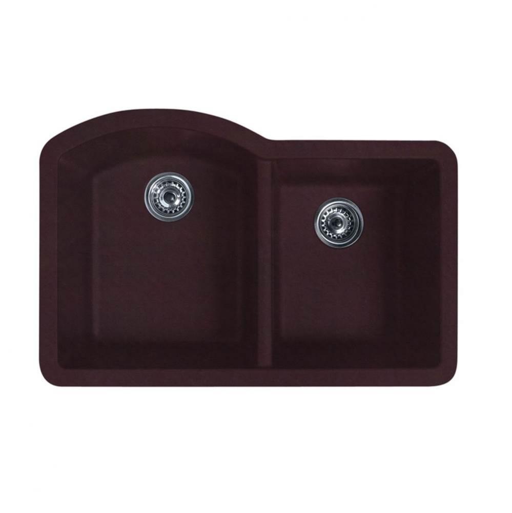 QUDB-3322 22 x 33 Granite Undermount Double Bowl Sink in Espresso