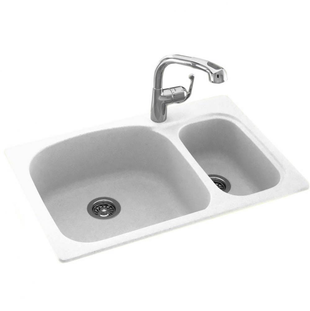 KSLS-3322 22 x 33 Swanstone® Dual Mount Double Bowl Sink in Bone
