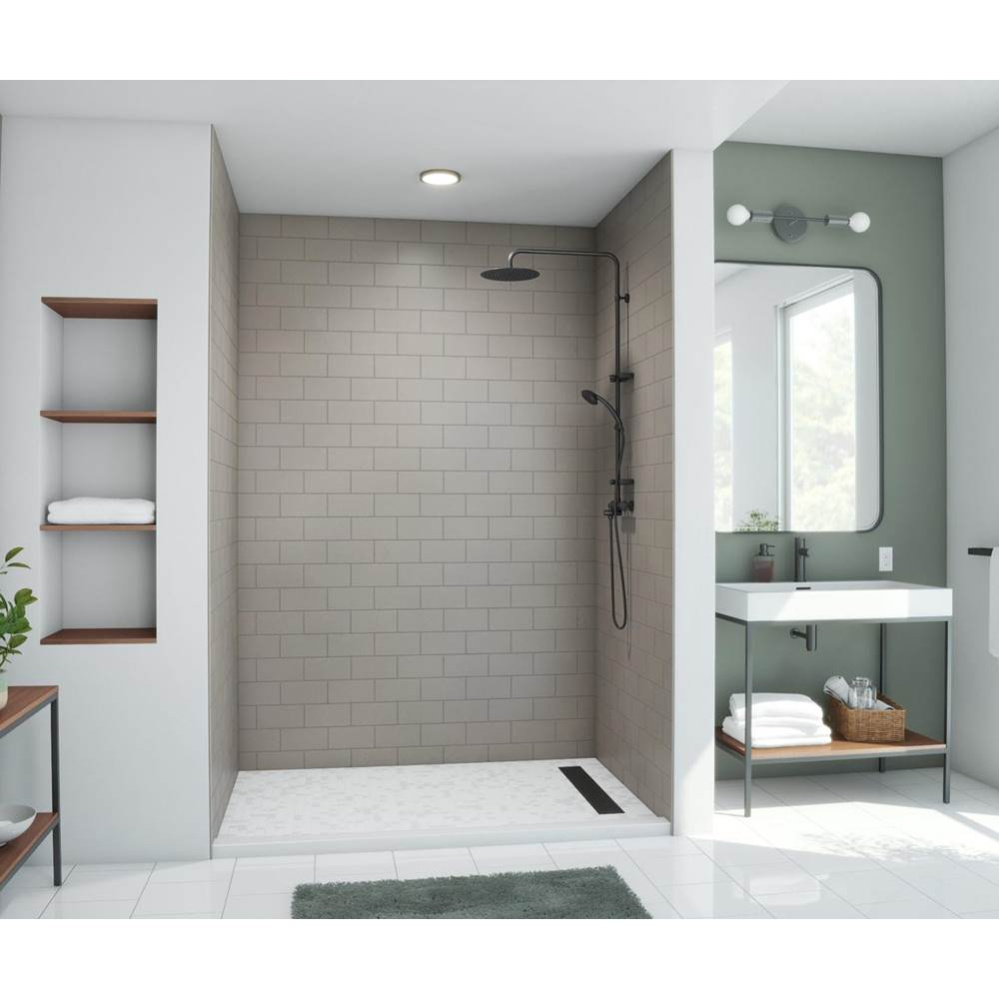 TSMK96-3250 32 x 50 x 96 Swanstone® Traditional Subway Tile Glue up Shower Wall Kit in Sandst