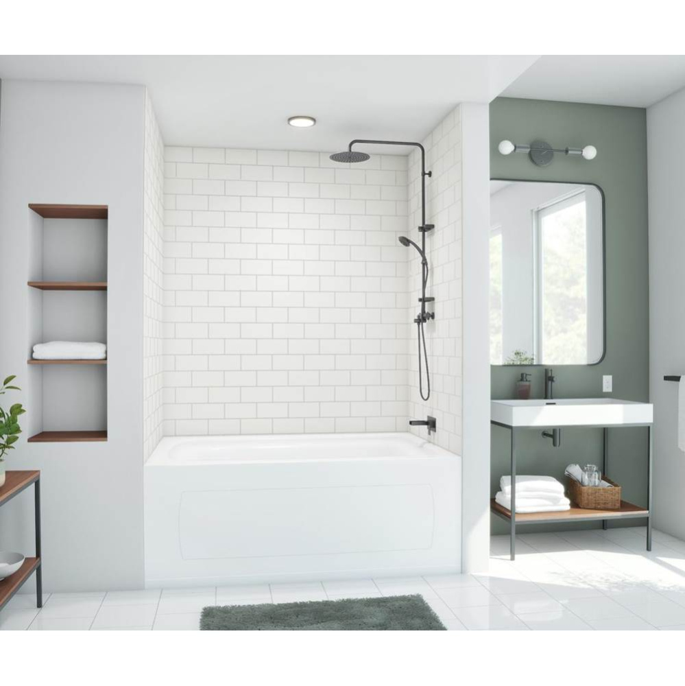 MTMK72-3662 36 x 62 x 72 Swanstone® Metro Subway Tile Glue up Tub Wall Kit in White