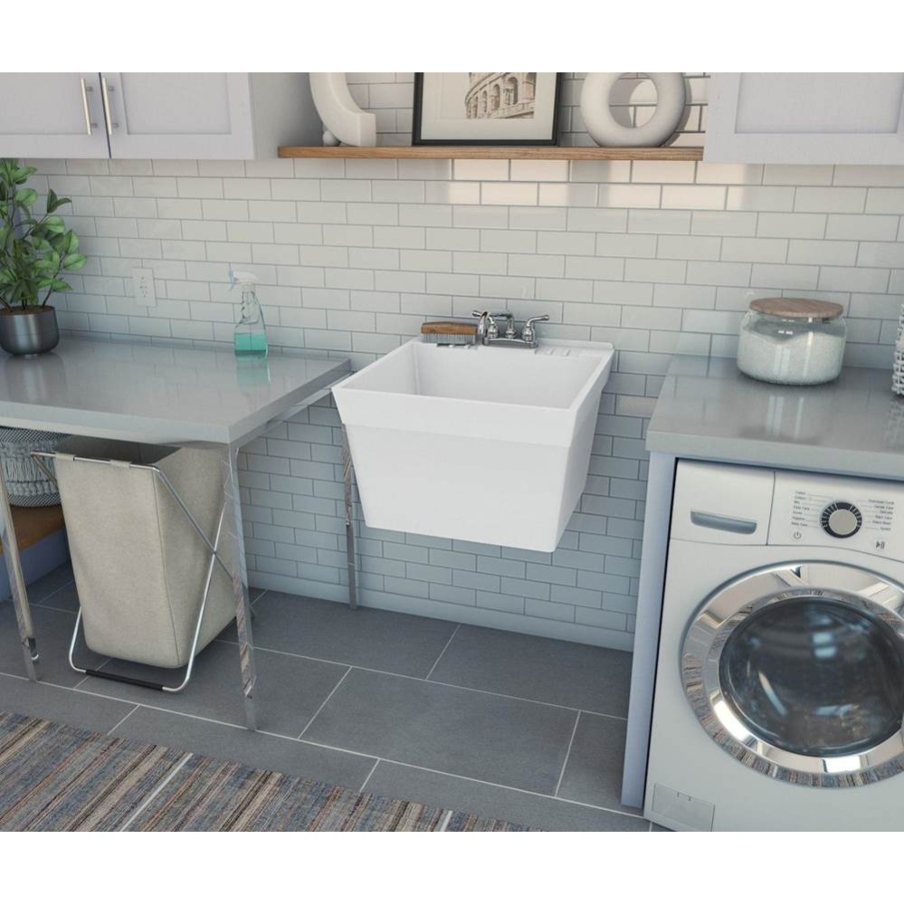 MF-W 22 x 24 Veritek Wall Mount Single Bowl Laundry Tub in White
