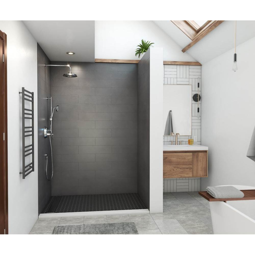 MSMK96-3442 34 x 42 x 96 Swanstone® Modern Subway Tile Glue up Shower Wall Kit in Charcoal Gr
