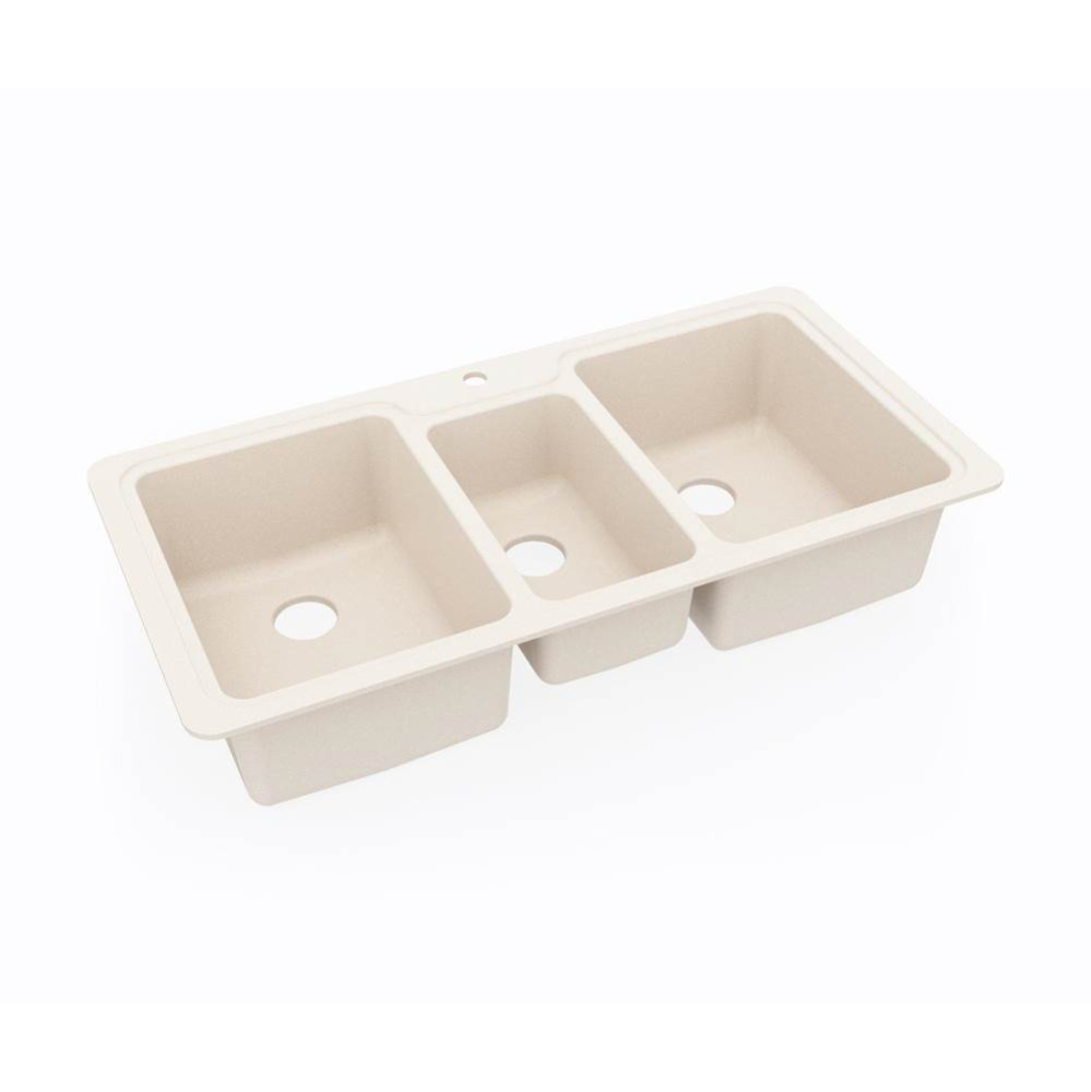 KSTB-4422 22 x 44 Swanstone® Dual Mount Triple Bowl Sink in Tahiti White