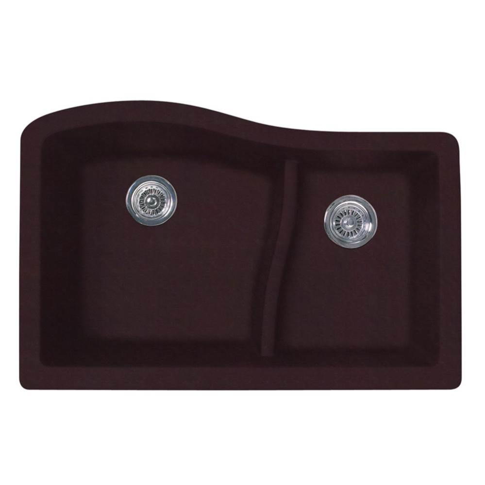 QULS-3322 22 x 33 Granite Undermount Double Bowl Sink in Espresso