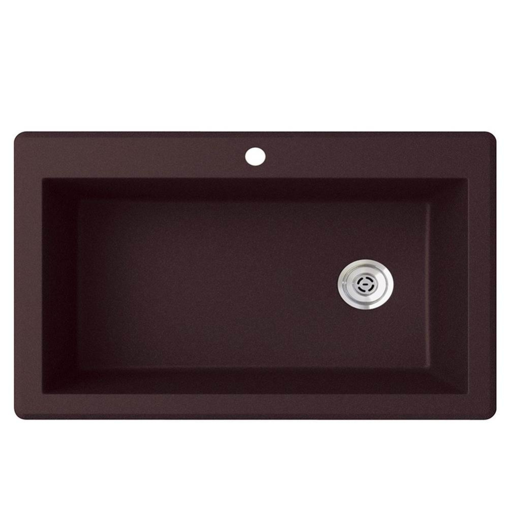 QZSB-3322 22 x 33 Granite Drop in Single Bowl Sink in Espresso