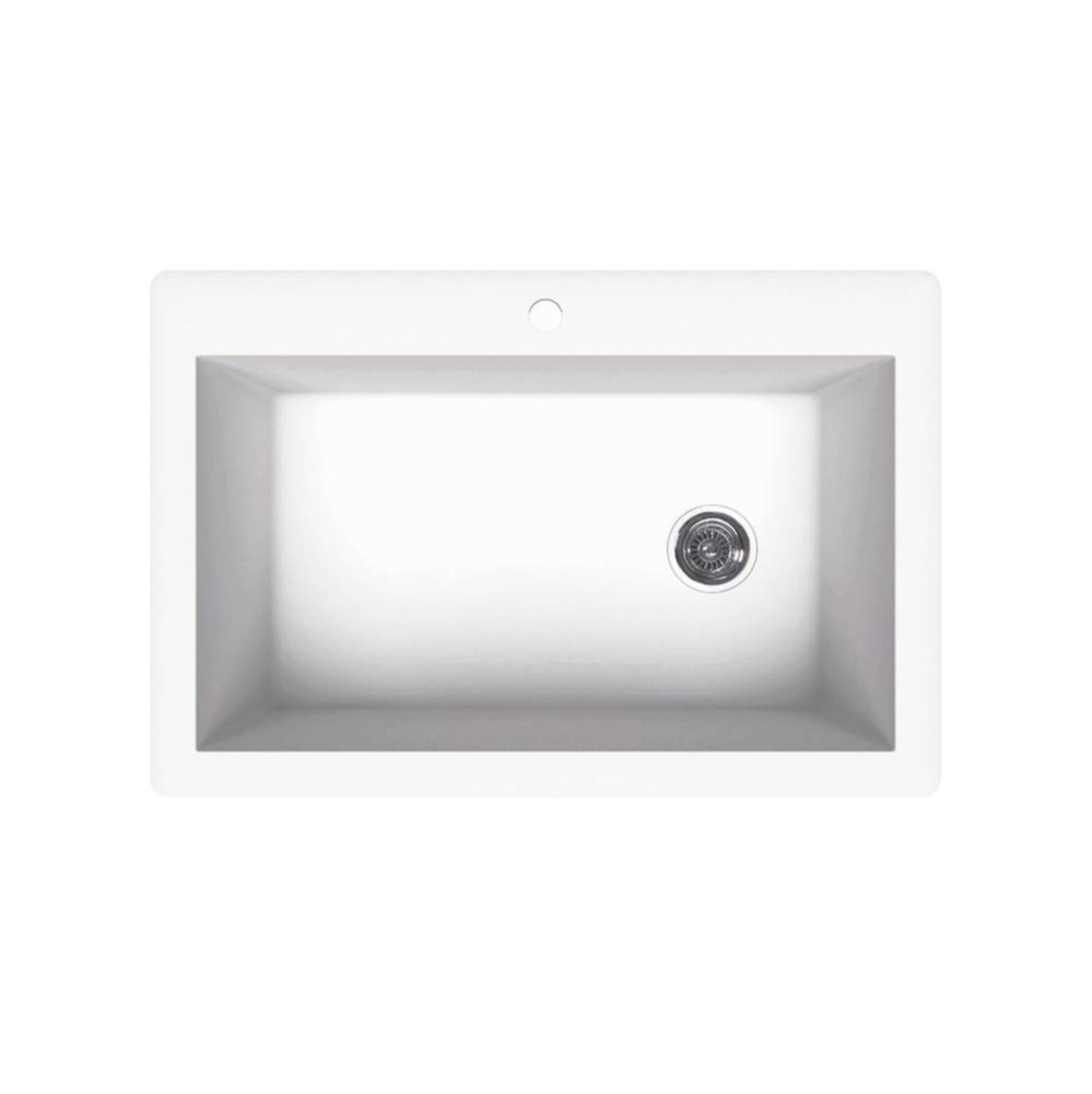 QZSB-3322 22 x 33 Granite Drop in Single Bowl Sink in Opal White