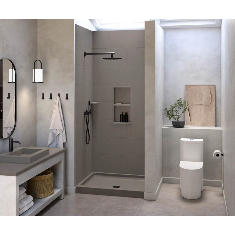 TSMK84-3442 34 x 42 x 84 Swanstone® Traiditional Subway Tile Glue up Shower Wall Kit in Sands