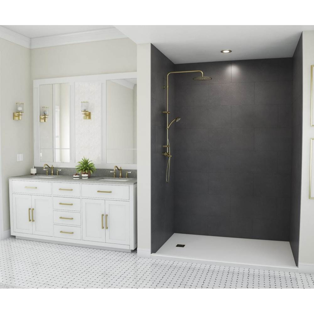 TSMK96-3450 34 x 50 x 96 Swanstone® Traditional Subway Tile Glue up Shower Wall Kit in Charco