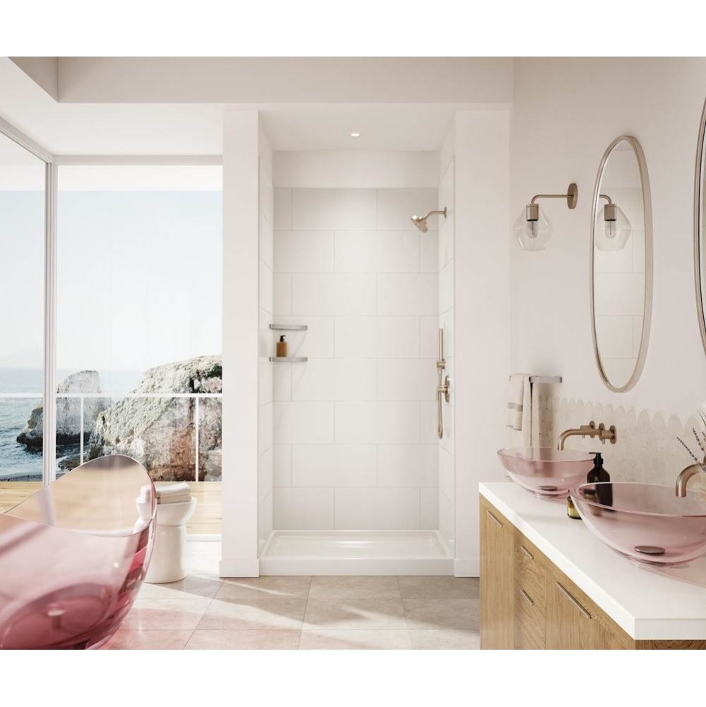 TSMK84-4262 42 x 62 x 84 Swanstone Traditional Subway Tile Glue up Shower Wall Kit in Coastal Sand