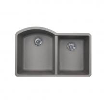 Swan QU03322DB.173 - QUDB-3322 22 x 33 Granite Undermount Double Bowl Sink in Metallico