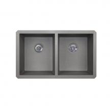 Swan QU03322SQ.173 - QUSQ-3322 22 x 33 Granite Undermount Double Bowl Sink in Metallico