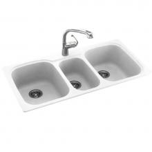 Swan KS04422TB.010 - KSTB-4422 22 x 44 Swanstone® Dual Mount Triple Bowl Sink in White