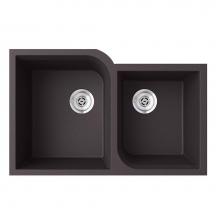 Swan QU03322RC.077 - QURC-3322 22 x 33 Granite Undermount Double Bowl Sink in Nero