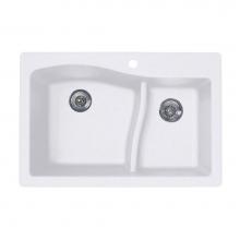 Swan QZ03322LS.210 - QZLS-3322 22 x 33 Granite Drop in Double Bowl Sink in Opal White