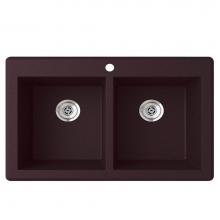 Swan QZ03322SQ.170 - QZSQ-3322 22 x 33 Granite Drop in Double Bowl Sink in Espresso