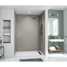 Swan TSMK963250.215 - TSMK96-3250 32 x 50 x 96 Swanstone® Traditional Subway Tile Glue up Shower Wall Kit in Sandst