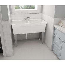 Swan MF20000FM.900 - MF-2F 24 x 46 Veritek Floor Mount Double Bowl Laundry Tub in White