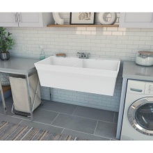 Swan MF20000WM.900 - MF-2W 23 x 45 Veritek Wall Mount Double Bowl Laundry Tub in White