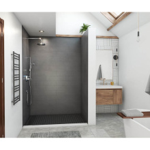 Swan MSMK963442.209 - MSMK96-3442 34 x 42 x 96 Swanstone® Modern Subway Tile Glue up Shower Wall Kit in Charcoal Gr