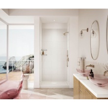 Swan TSMK844262.013 - TSMK84-4262 42 x 62 x 84 Swanstone Traditional Subway Tile Glue up Shower Wall Kit in Coastal Sand