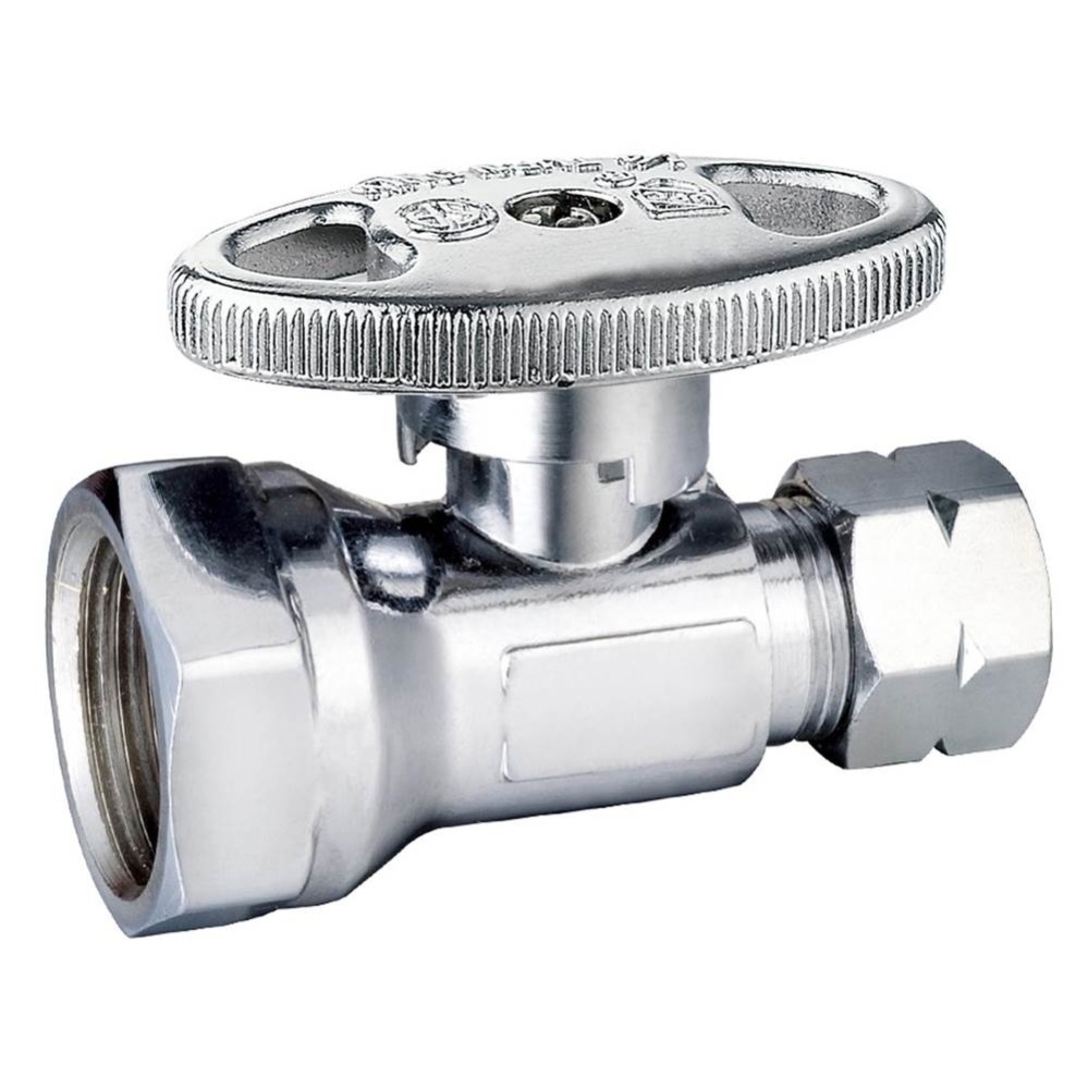 Str Stop 3/8 Fip x 3/8od Comp 1/4-turn Chrome 1/bx