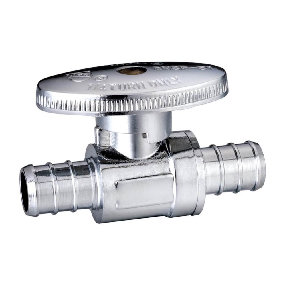 0121033 - Str Stop 1/2 Pex X 1/2 Pex F1807 1/4-turn Chrome 1/bx