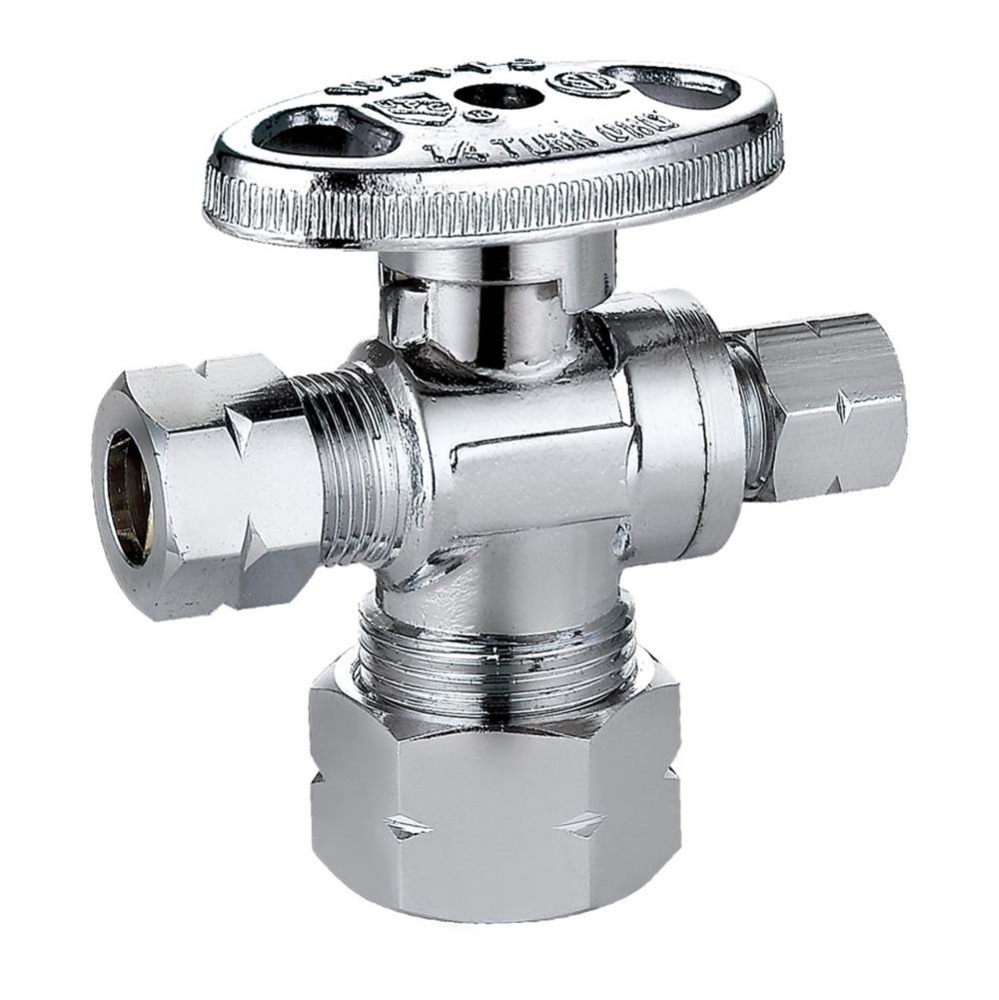 Dual Ang Stop 5/8od X 3/8od X 1/4od Comp 1/4-turn Chrm 1/bx