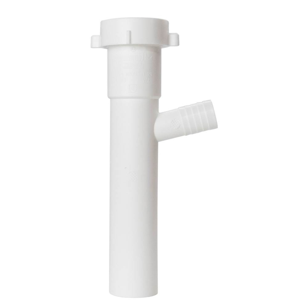Dishwasher Tailpiece White Slip Joint 1-1/2 x 8 W/ 3/4 Dwbr 1/bg