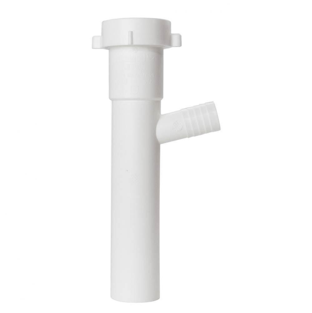 Dishwasher Tailpiece White Slip Joint 1-1/2 x 8 W/ 3/4 Dwbr 1/bg