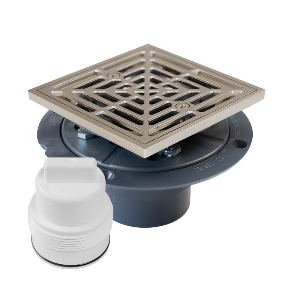 Drain & Plug Shwr Pan Pvc Nik Fnsh R&s Sq