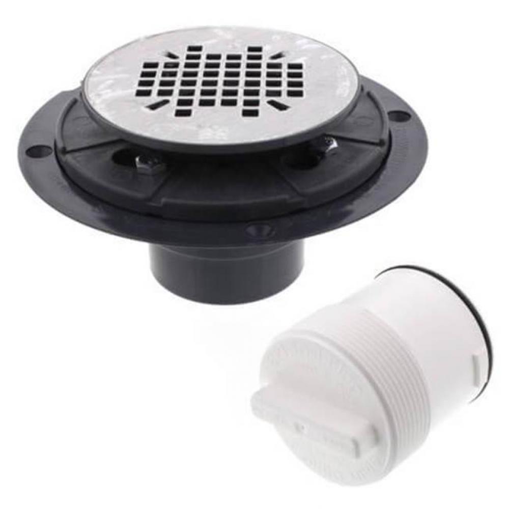 Drain & Plug Shwr Pan Pvc Ss Sn Pr