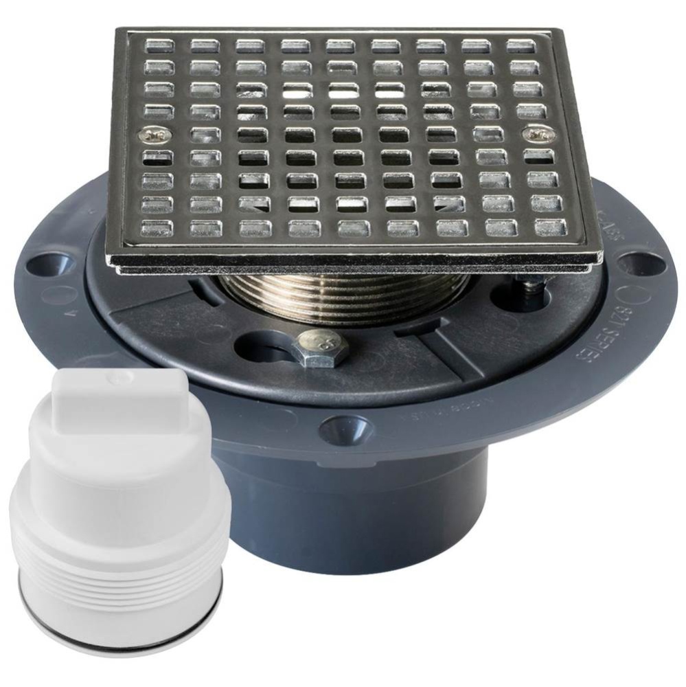 Drain & Plug Shwr Pan Pvc Chrm Sq