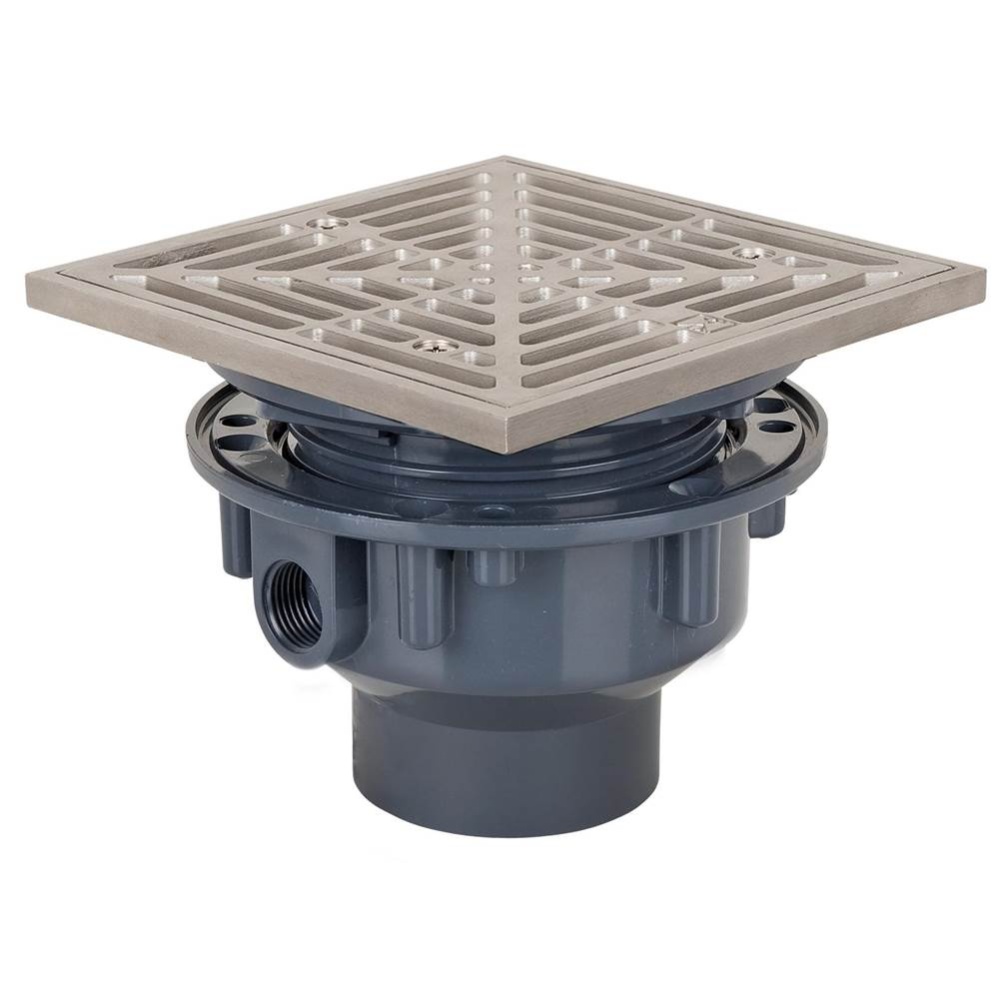 Adj Floor Drain 2 Pvc 5ss R&s Sq