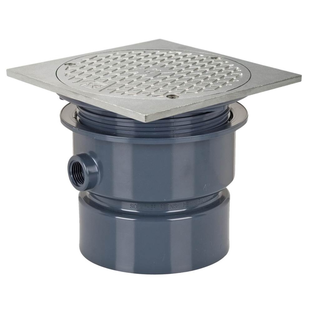 Adj Floor Cleanout 4 Pvc 6ss R&c Sq