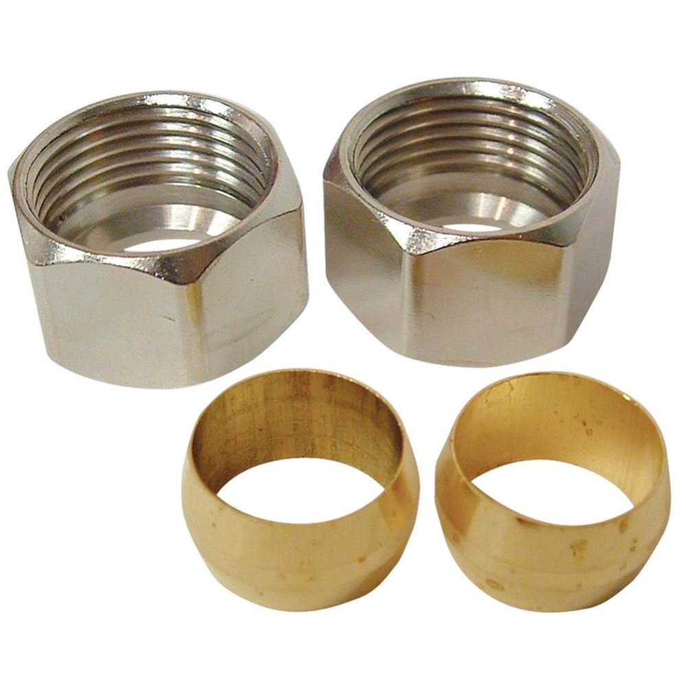 17000108 - Nut 3/8 Od Chrome Pltd Brass Comp W/ferrule Nl 2/bg