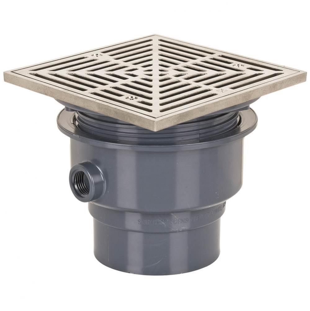 Adj Floor Drain 3 Pvc 6Ss RAndS Sq