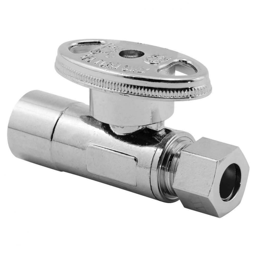 0121027 - Str Stop 1/2 Swt x 3/8od Comp 1/4-turn Chrome 1/bx