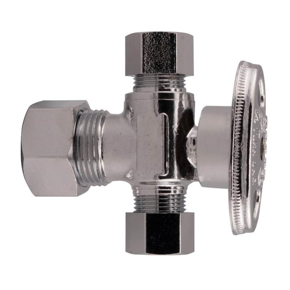 Dual Ang Stop 5/8od x 3/8od x 3/8od Comp 1/4-turn Chrm 1/bx