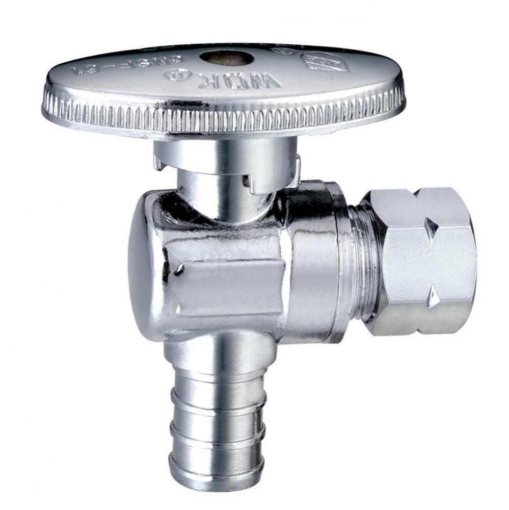 0121030 - Ang Stop 1/2 Pex F1807 x 3/8od Comp 1/4-turn Chrome 1/bx